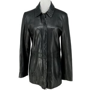 Colebrook Jacket Womens Medium Black Leather Full Zip Pockets Lined Coat Outdoor